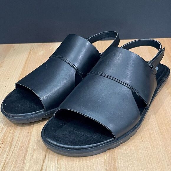 Sorel Ella II Black Leather Slingback Sandals. Size 7. - Picture 1 of 9